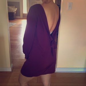 Plunge back maroon dress
